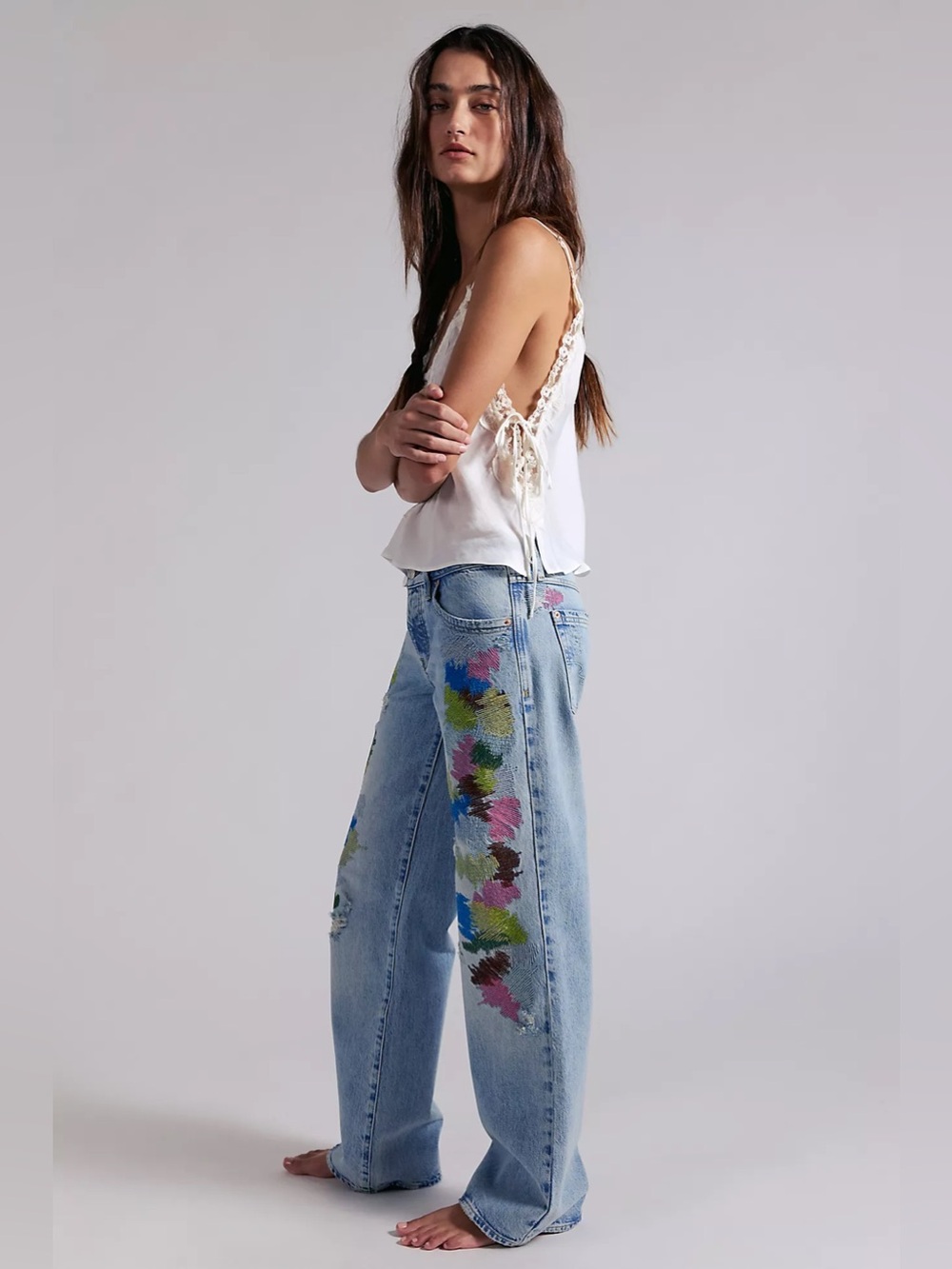 We The Free Tennessee Low-Rise Embroidered Boyfriend Jeans - Picture 3 of 5